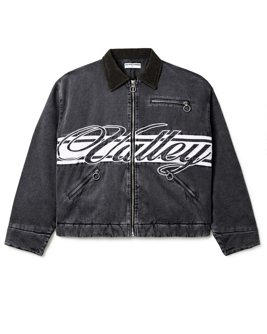 BLACK CURSIVE TRUCKER JACKET