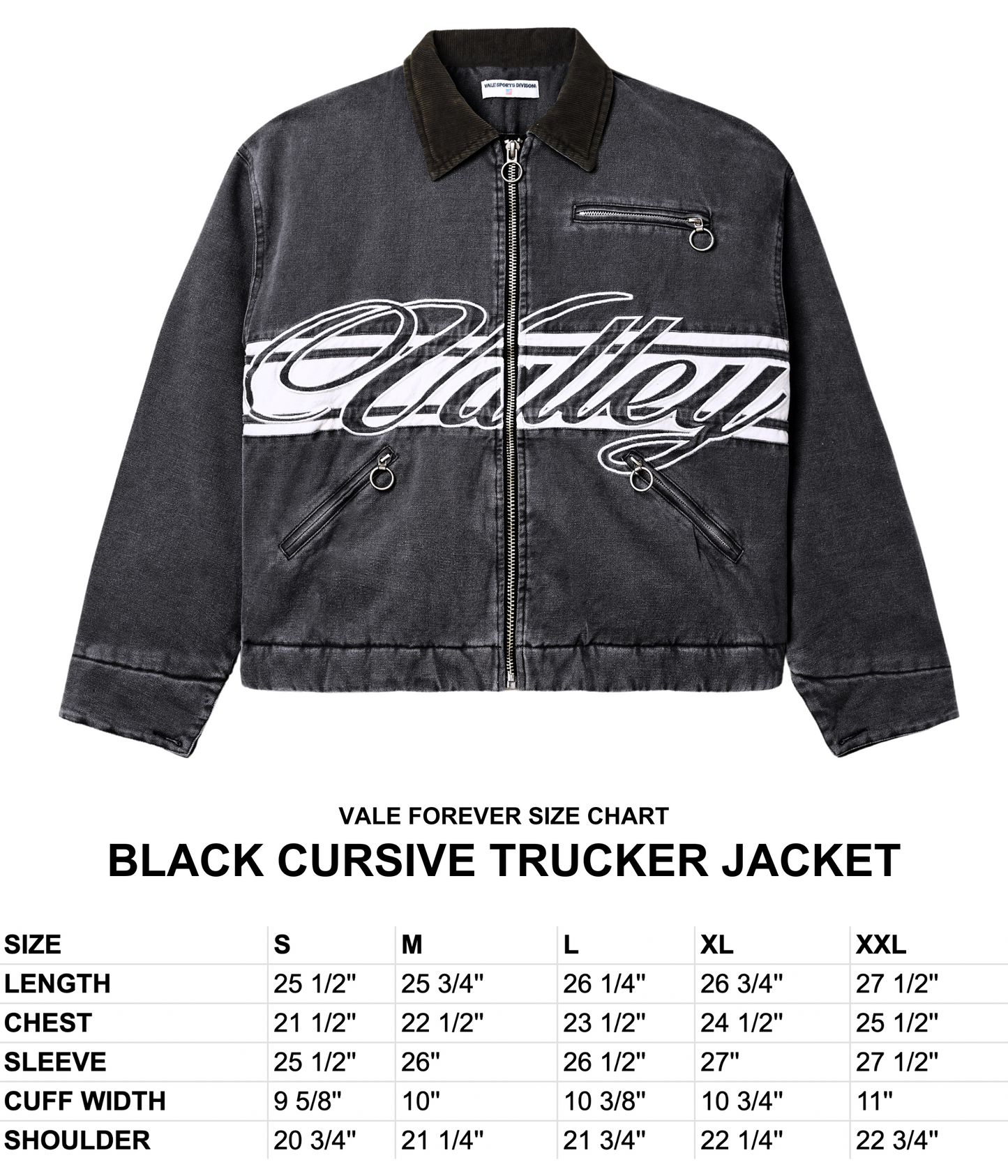 BLACK CURSIVE TRUCKER JACKET