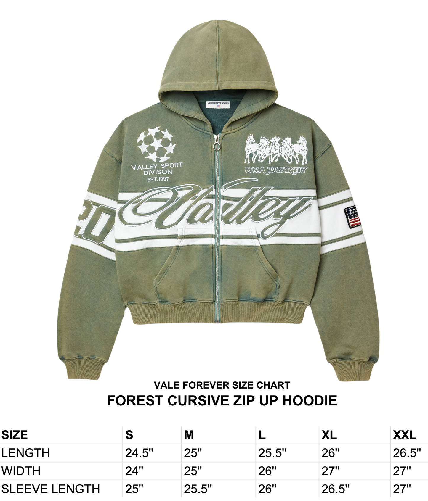 FOREST CURSIVE ZIP UP HOODIE