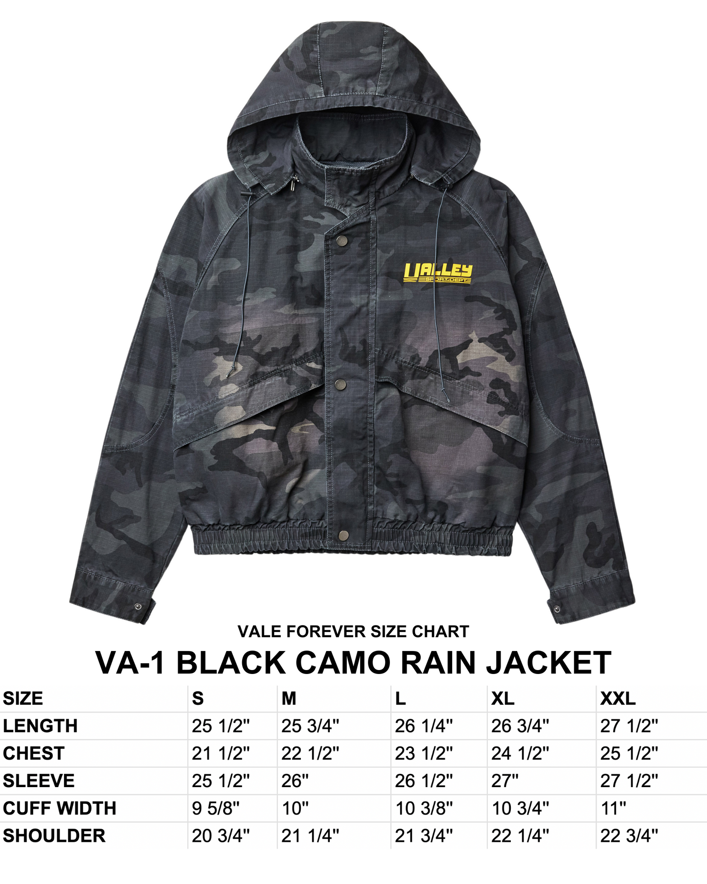 VA-1 BLACK CAMO RAIN JACKET