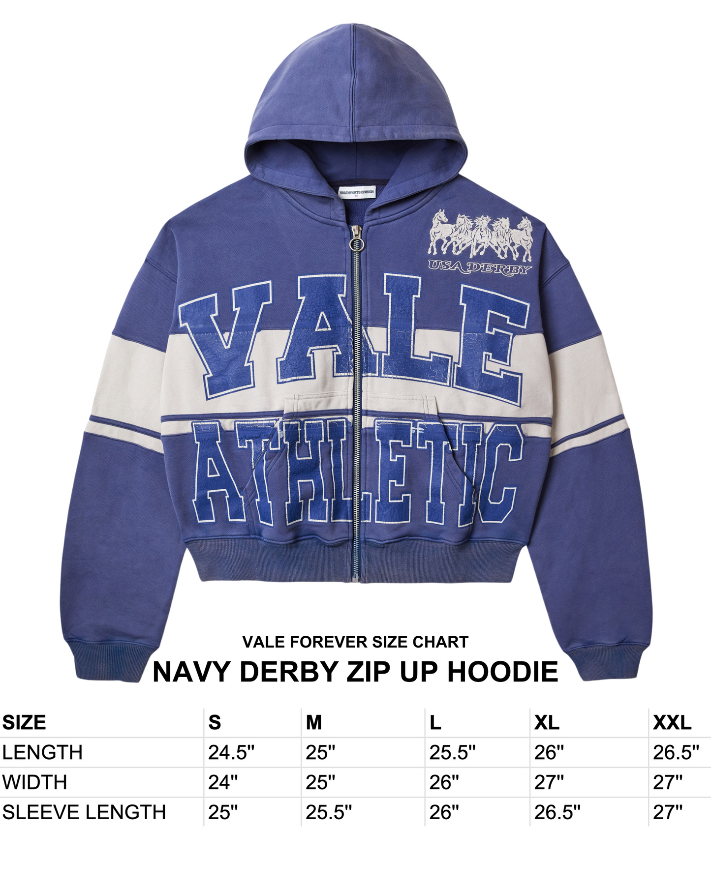 NAVY DERBY ZIP UP HOODIE